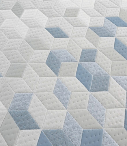 Dettaglio rivestimento materasso Formabed Roger con tessuto geometrico traspirante
