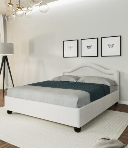Letto artigianale imbottito modello Aida personalizzabile su misura