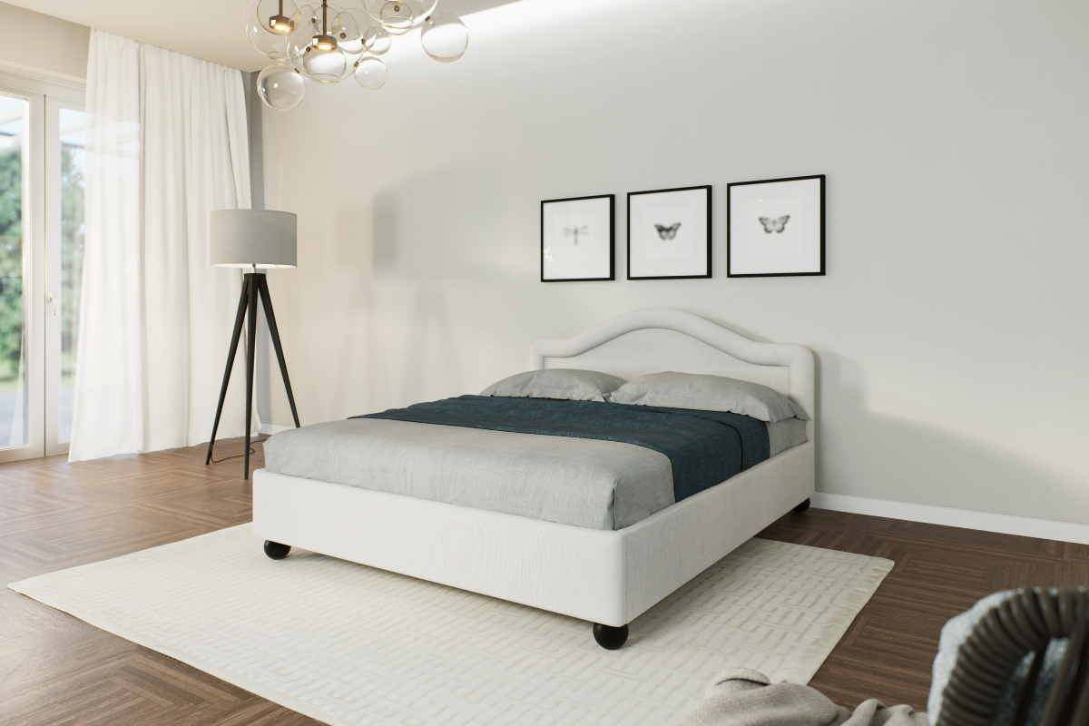 Letto artigianale imbottito modello Aida personalizzabile su misura