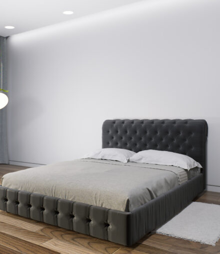 Letto matrimoniale modello Cester personalizzabile con contenitore, disponibile su misura da Lombardi