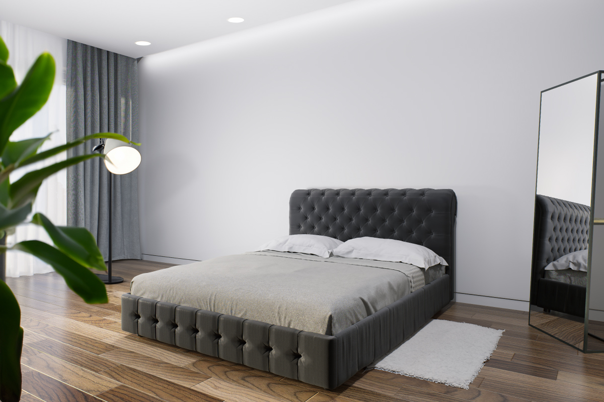 Letto matrimoniale modello Cester personalizzabile con contenitore, disponibile su misura da Lombardi