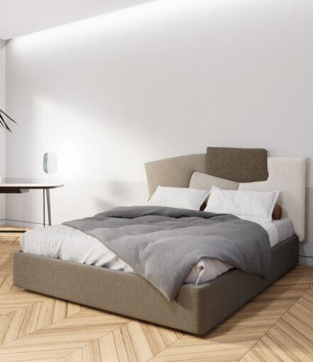 Letto artigianale modello Collage con testata moderna personalizzabile