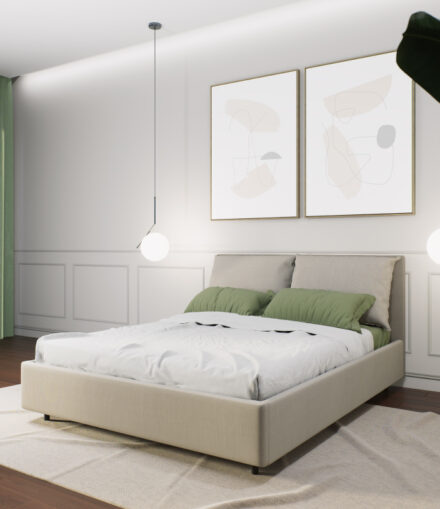Letto artigianale su misura Modello Diva imbottito moderno