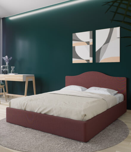 Letto matrimoniale modello Onda personalizzabile in tessuti, colori e misure da Lombardi