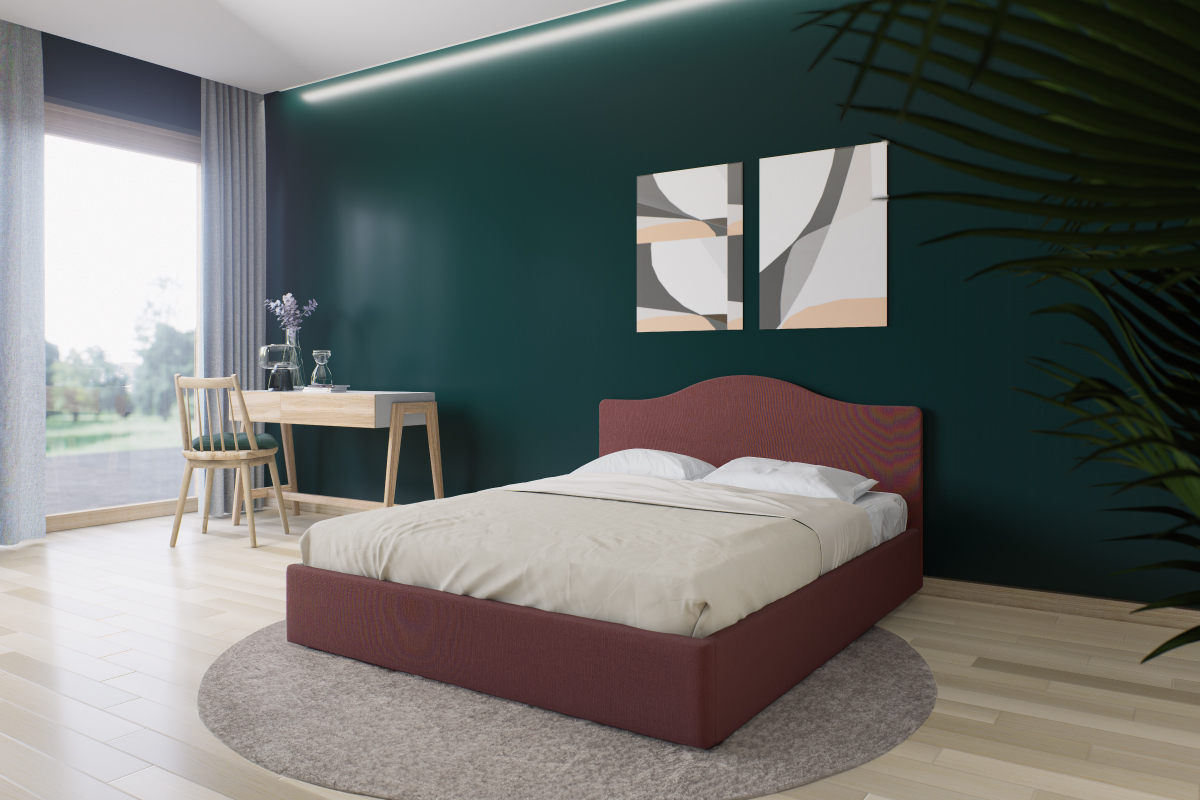 Letto matrimoniale modello Onda personalizzabile in tessuti, colori e misure da Lombardi