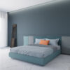 Letto matrimoniale personalizzato modello Master con testata modulare su misura e rivestimento imbottito