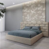 Letto matrimoniale imbottito con testata intrecciata dal design moderno e artigianale