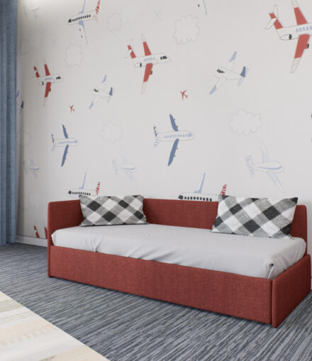 Letto singolo componibile Modello Top4 imbottito con struttura personalizzabile e possibilità di contenitore o secondo letto