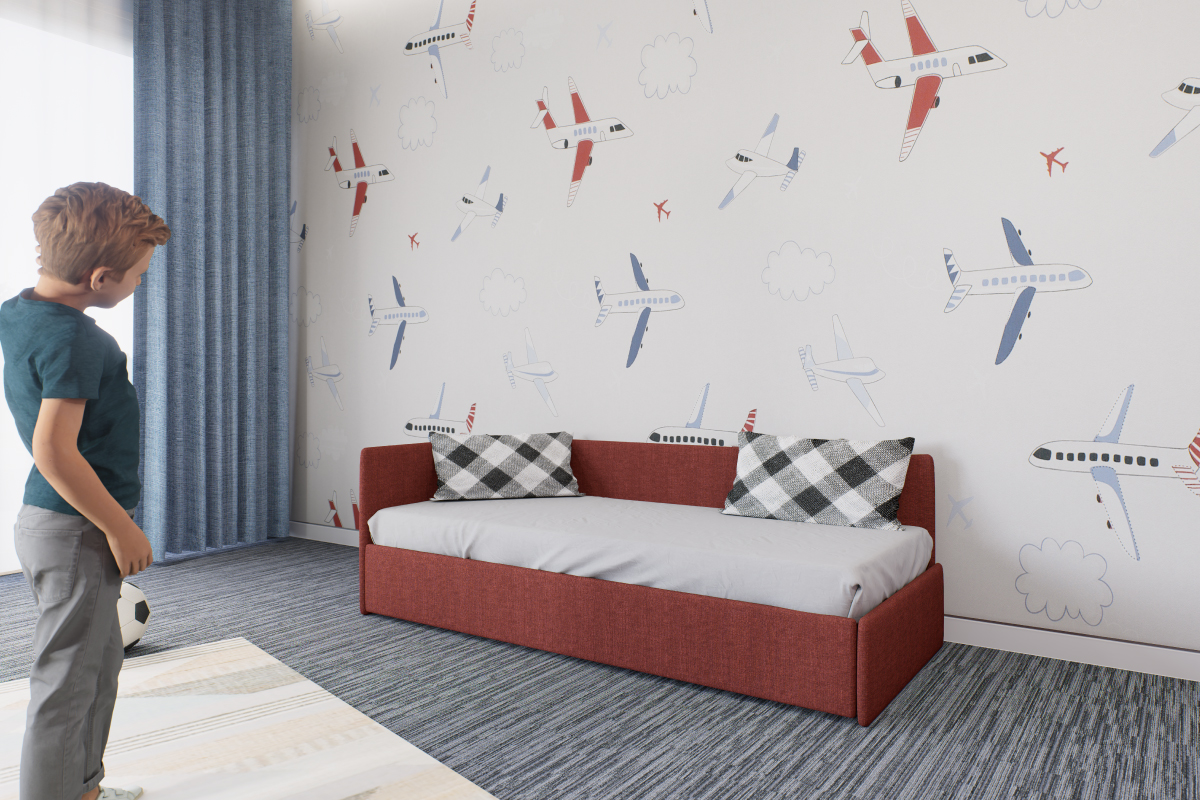 Letto singolo componibile Modello Top4 imbottito con struttura personalizzabile e possibilit&agrave; di contenitore o secondo letto