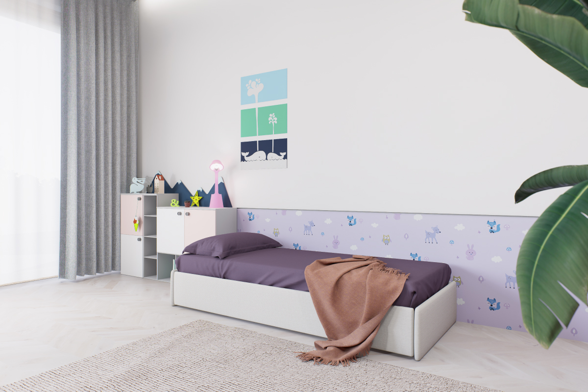 Letto singolo Top 1 personalizzabile artigianale per camerette moderne