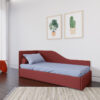 Letto singolo imbottito Modello Top 5 con testata laterale sagomata, personalizzabile in misure, tessuti e colori