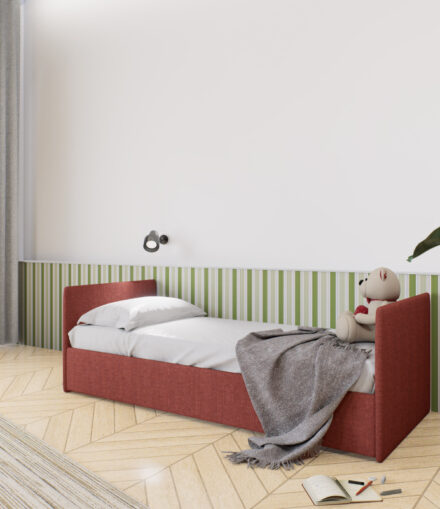 Letto singolo Top 2 con contenitore o secondo letto estraibile artigianale e personalizzabile