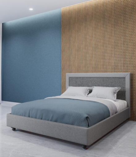 Letto matrimoniale imbottito modello Quadro con testata rettangolare personalizzabile