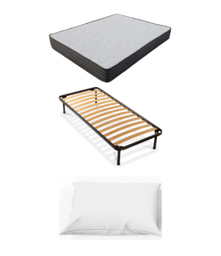 Bundle singolo con materasso ergonomico, rete a doghe e cuscino anallergico Lombardi