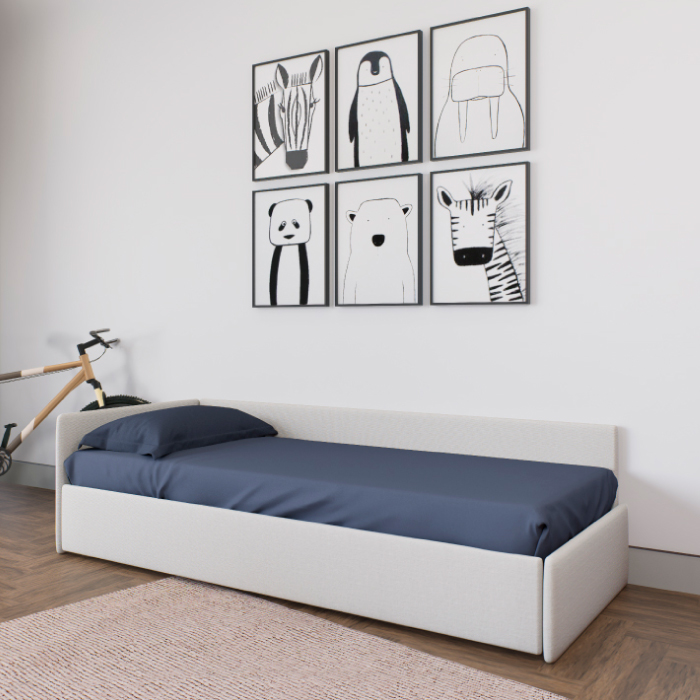 Letto singolo componibile imbottito moderno per cameretta salvaspazio acquistabile online e in negozio